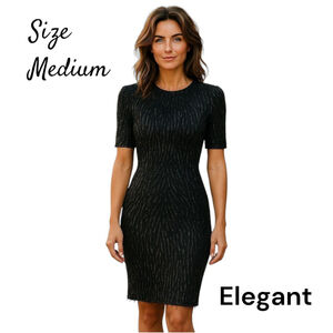 Jennifer Black Silk Beaded Dress M Elegant Sequin Cocktail Party Vintage 90s